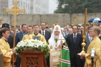 Patriarch of Moscow and all Russia Kirill consecrated the foundation stone of the temple being built in Zelenograd